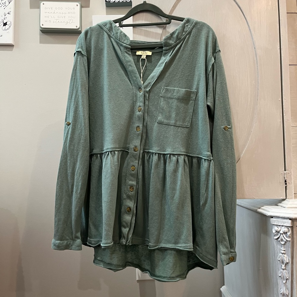 green babydoll top. size small.